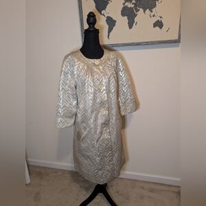 Trina Turk Cream Chevron Buttoned Jacket